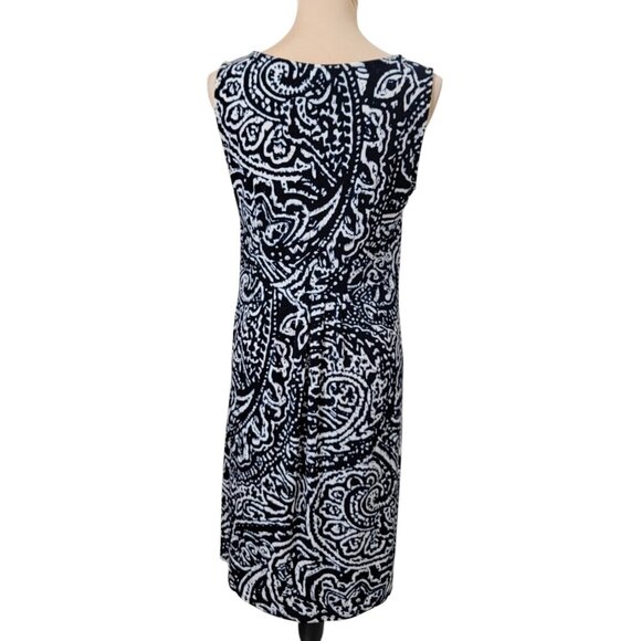 Ann Taylor LOFT Size 10 Navy Blue & White Patterned Sleeveless Dress - Picture 5 of 12